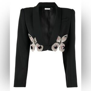 Area Women’s Embroidered Butterfly Cropped Blazer